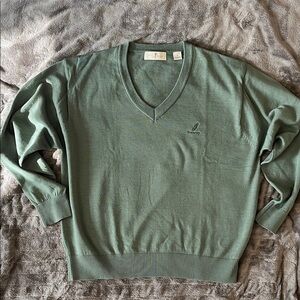 Harry Vardon 100% wool V neck Golf Sweater pullover olive green size M